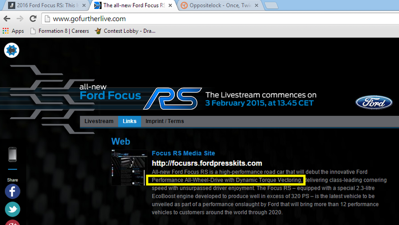Illustration for article titled Focus RS Awd confirmation!